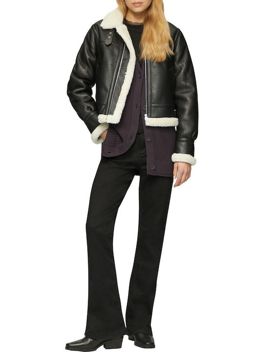 Long Women's Knitted Cardigan Purple