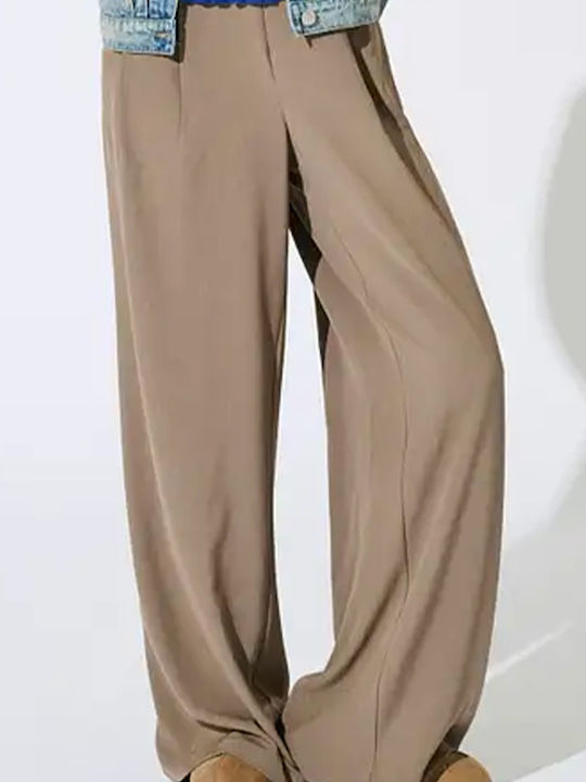 Only Women's Fabric Trousers in Wide Leg Style Walnut