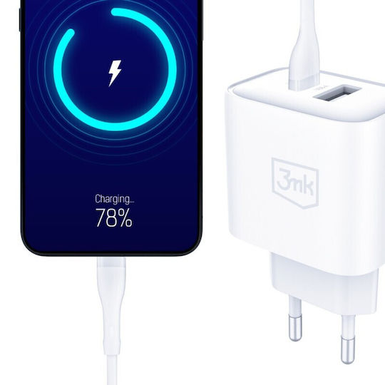 3MK Wireless Charger with USB-A Port and USB-C Port 20W Quick Charge 3.0 White (Dualcharge)