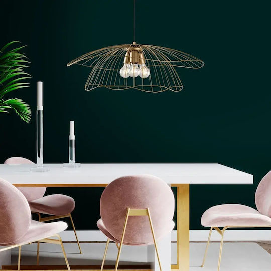 Opviq Mantar Hängende Deckenleuchte Gold mit E27-Fassung 70x70x124 cm