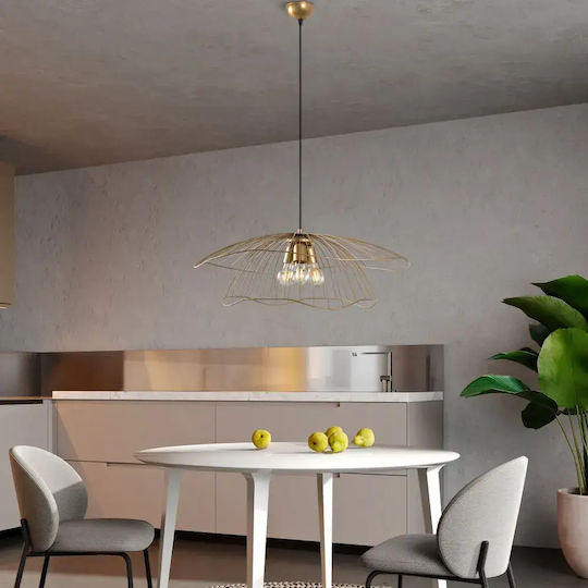 Opviq Mantar Hängende Deckenleuchte Gold mit E27-Fassung 70x70x124 cm