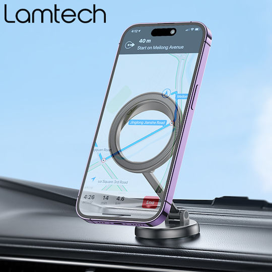 Lamtech Стойка За Телефон За Кола 4.5" - 7" С Магнит Черна