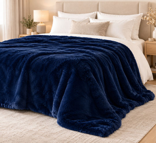 Morena Spain Fleece Blanket Double 220x240cm Dark Blue