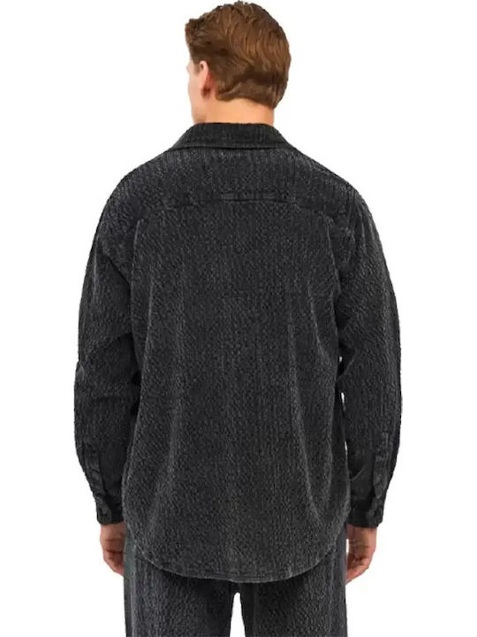 Langärmeliges Cordhemd Vintage Black