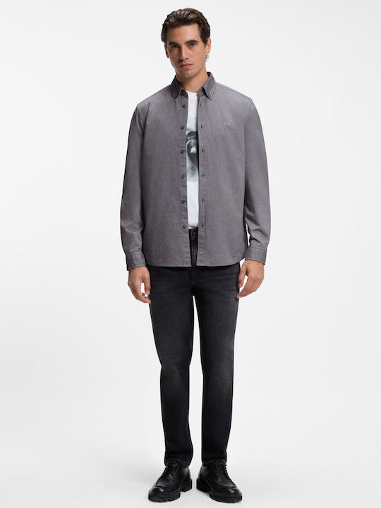 Rickert Long Sleeve Shirt in Regular Fit Dark Brown