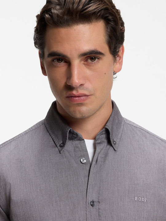 Rickert Long Sleeve Shirt in Regular Fit Dark Brown