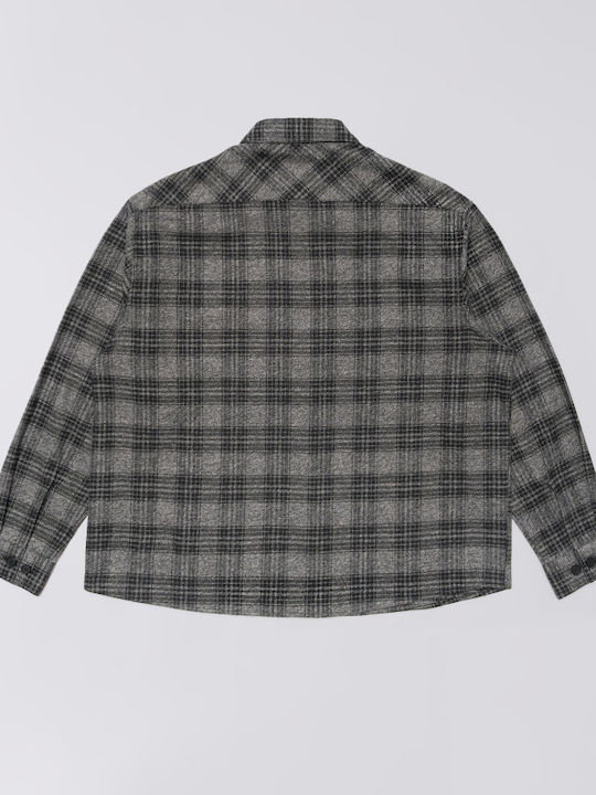 Ace Flannel Ls Cămașă Flanelată cu Mânecă Lungă, Croială Oversized, Negru/Gri