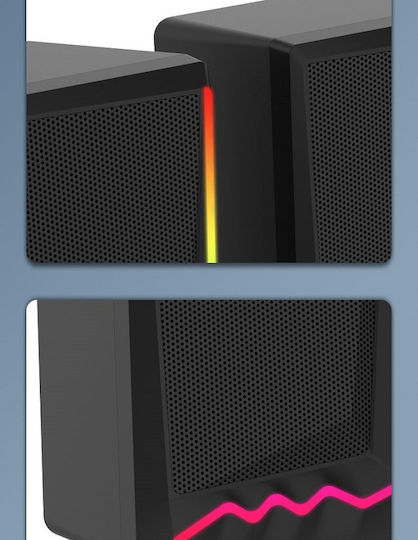 E-1064 Компютърни говорители 2.1 с RGB осветление и мощност 3 W, черни