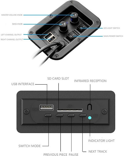 FT-2006ACBT Безжични Компютърни Говорители 2.1 с RGB Осветление и Bluetooth Мощност 25W Черни