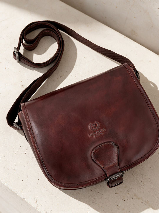 Set aus Gehäkelter Brauner Damen-Messenger-Tasche