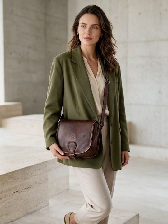 Set aus Gehäkelter Brauner Damen-Messenger-Tasche