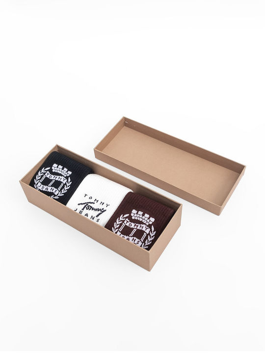 Tommy Hilfiger Мъжки чорапи в бордо, бяло и синьо 3Pack