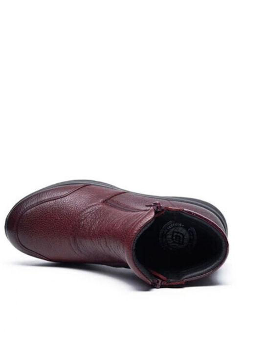 Burgundy Leather Women's Ankle Boots