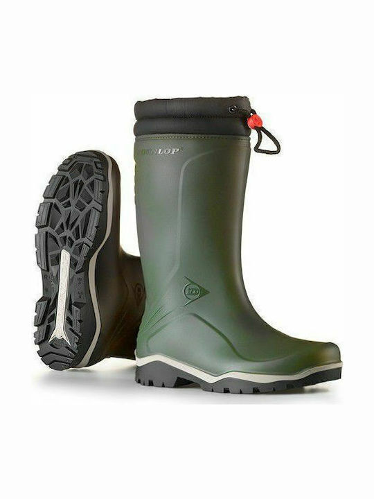 Dunlop Blizzard Unisex Knee-High Work Wellies with Fur, Green, WR Certified