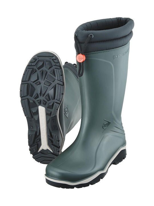 Dunlop Blizzard Unisex Knee-High Work Wellies with Fur, Green, WR Certified