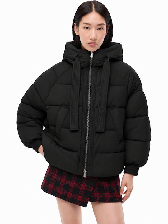 Pinko Kurze Damen-Pufferjacke für den Winter Schwarz