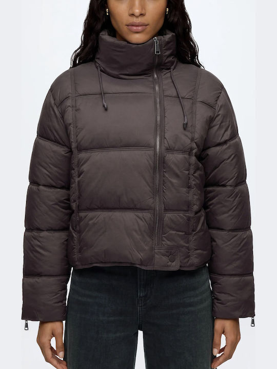 Vero Moda Short Women's Puffer Jacket for Winter Chocolate