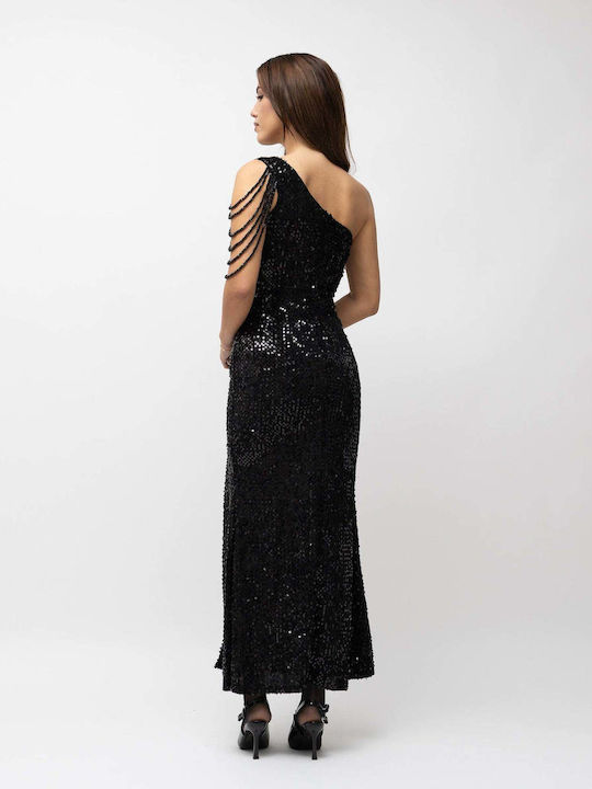 Rochie de Seară Maxi cu Despicătură Neagră