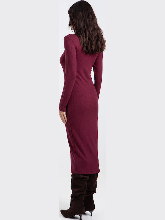 Midi Kleid in Burgundrot