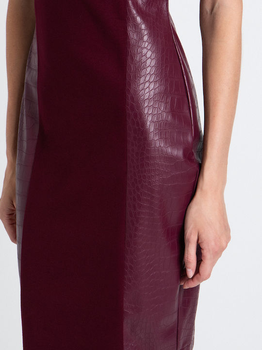 Mini Kleid Kurzärmelig Bordeaux