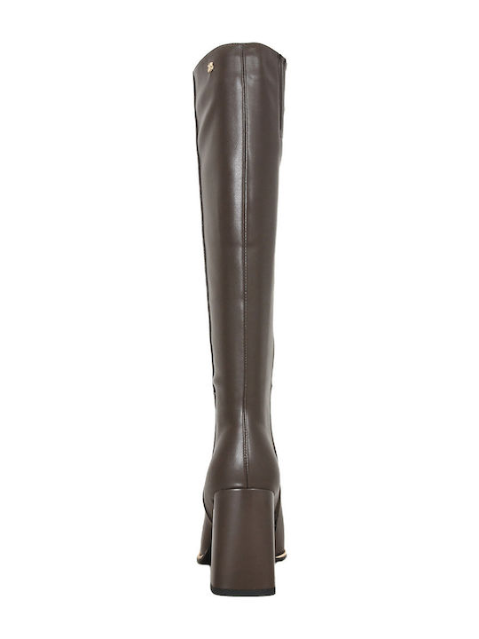 Bella Bella Leather Women's High Heel Boots Brown