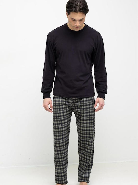 Odyssey Winter Checked Men's Cotton Pyjamas Black