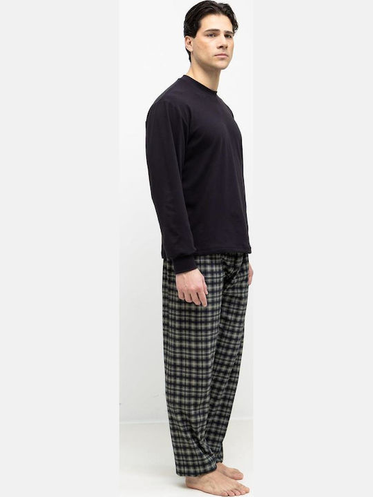 Odyssey Winter Checked Men's Cotton Pyjamas Black