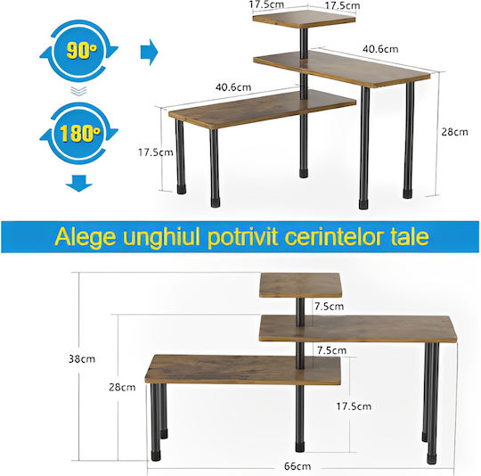 Επιτραπέζια Βάση Ξύλινη 66x17.5x38εκ. Καφέ