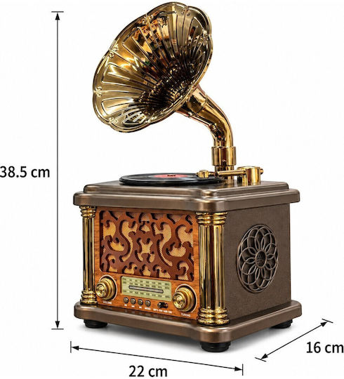 AM Retro Tragbares Wiederaufladbares Radio mit Bluetooth und USB in Braun