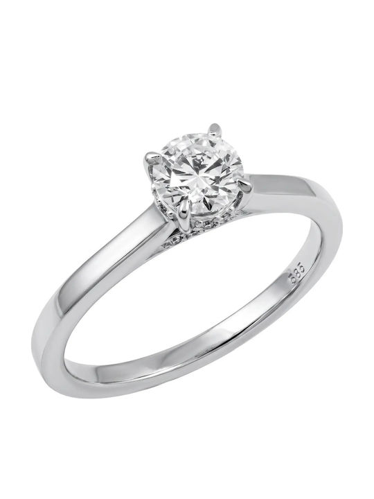 Solitärring aus 14K Weißgold mit synthetischem Diamanten Solitärring aus 14K Weißgold mit synthetischem Diamanten