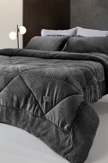 Guy Laroche Prellude Grey Semi-Double Sherpa Comforter 180x240 cm