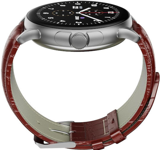 HMD Watch X1 46mm με Παλμογράφο (Silver Leather)