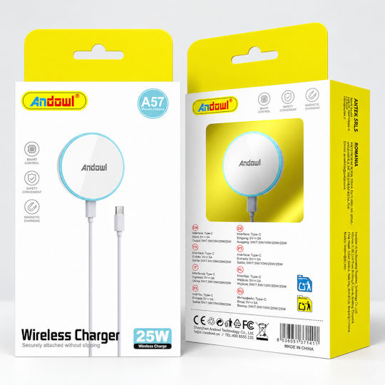 Andowl Magsafe Charger 25W White (A57)
