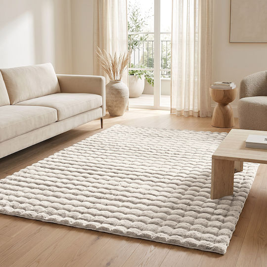 Beauty Home 9662 Non-Slip Rectangular Faux Fur Rug, Ecru, 67x140cm 9662-67X140-Cream