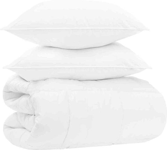 vidaXL King Size Set 260x220 cm White 3 Pieces