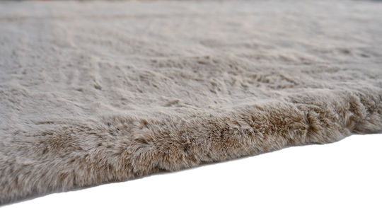 Polcarpet Rabbit Living Room Rug Round Furry Beige Φ100cm