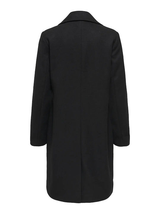Women's Coat Black with Buttons