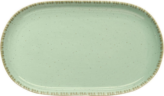 Dot Platou Oval Întins din Porțelan Verde 33x19cm