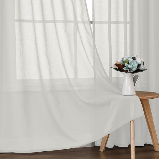 Joydeco Vorhangset mit Ösen Weiß 140x215 cm