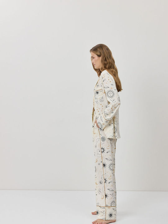 Aruelle Winterliches Damen-Pyjama-Set in Ecru