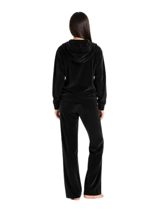 Black Velour Tracksuit Set