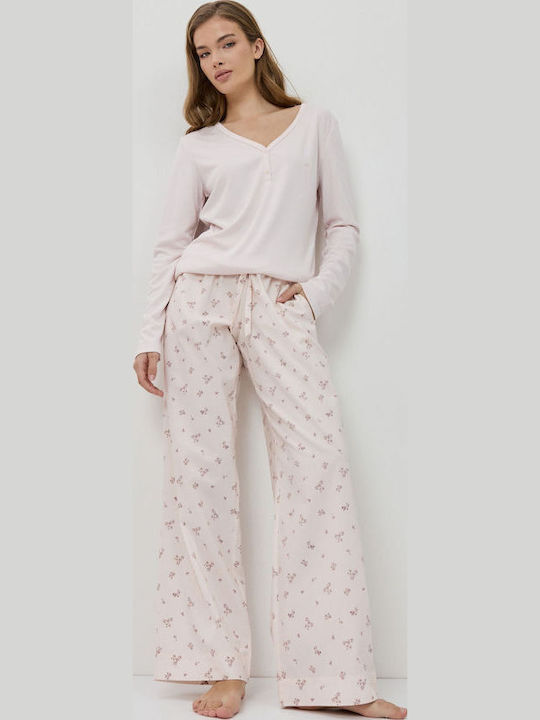 Aruelle Зимен Дамски Комплект Пижама Pink Floral