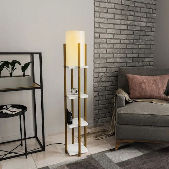 Opviq Shelf Подова Лампа В130xД25см. с Цокъл за Крушка E27 Жълт
