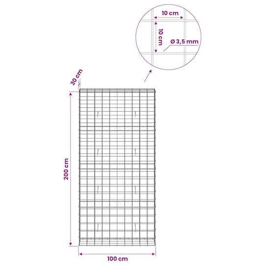 vidaXL Steel Gabion Basket for Garden Fence 10x10 cm Silver