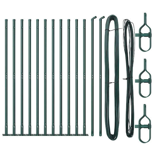 vidaXL Garden Fence Posts Steel 150x3.2 cm 13 pcs Green