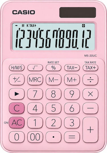 Casio MS-20UC-PK Калкулатор Счетоводство Джобен 12 Цифри в Розов Цвят 1бр