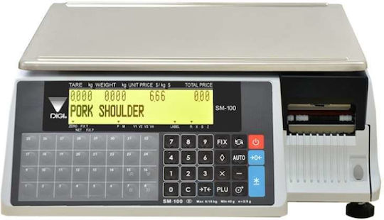 Digi Systems SM-100 Plus Електронен Търговска везна с възможност за печат на етикети с капацитет на претегляне 15кг и деление 5гр