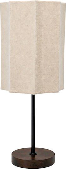 Ankor Wooden Table Lamp with Beige Shade