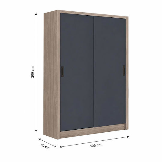 Doppeltür Kleiderschrank Schieben Vanity Sonoma Oak Grey 120x60x200cm