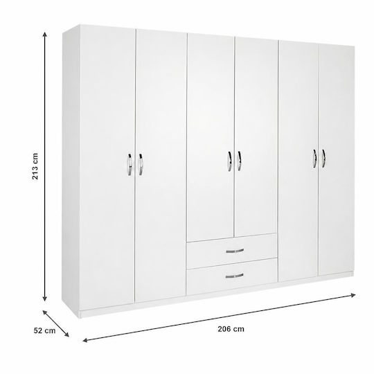 Dormie Εξάφυλλη Ντουλάπα 206x52x213cm Λευκή Απόχρωση Dormie Εξάφυλλη Ντουλάπα 206x52x213cm Λευκή Απόχρωση